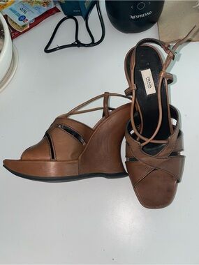 Prada sculptural wedge curved platform sandals 2002/2004 Vintage EU37 US 7